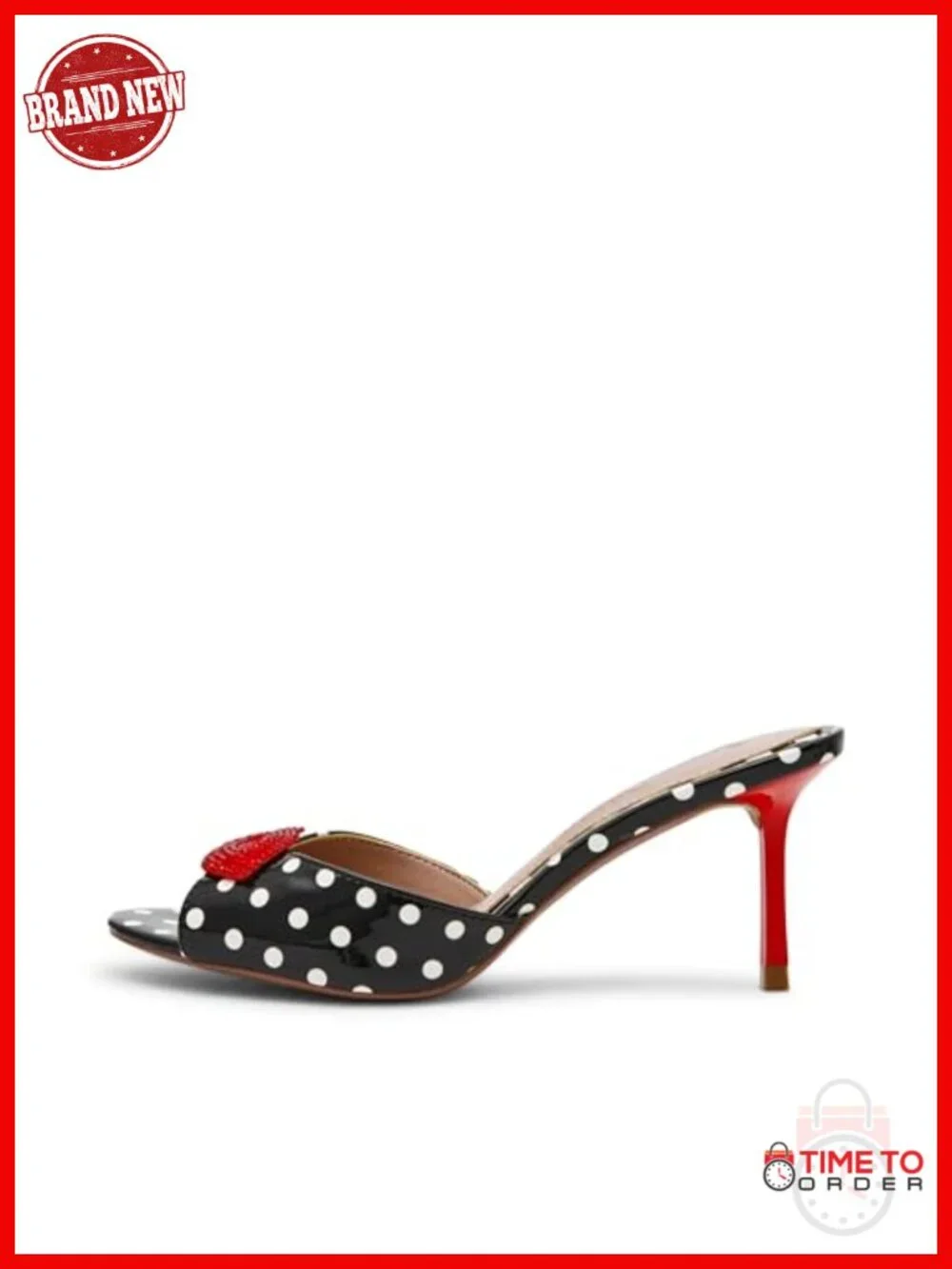 Stiletto Heel Mule with Polka Dot Pattern